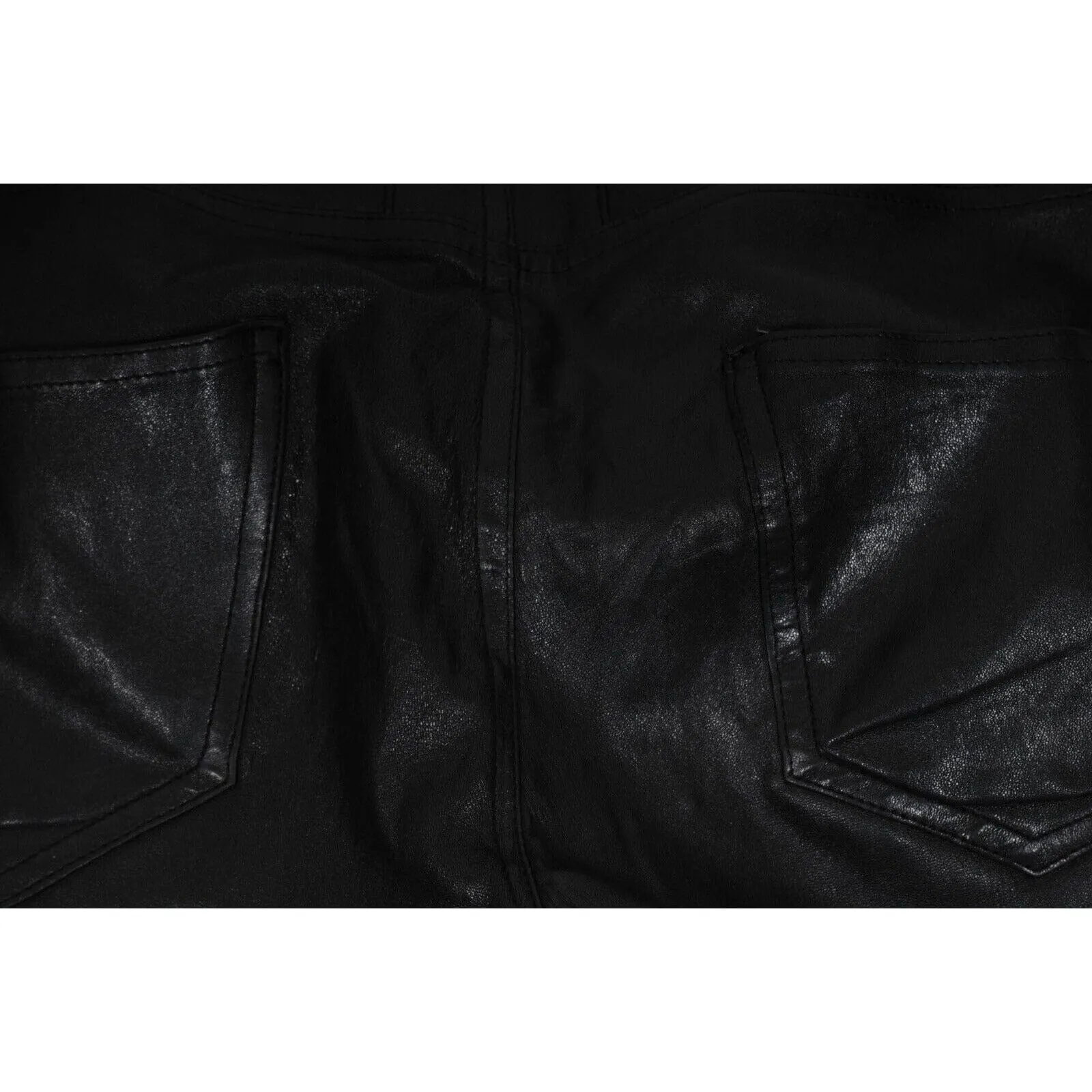 Skinny Lambskin Leather Jeans Black Pants Hedi