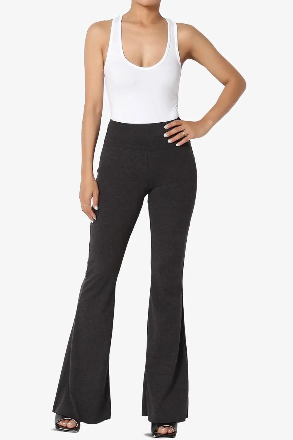 TheMogan High Waist Stretch Cotton Jersey Full Ankle Leggings Skinny Yoga Pants