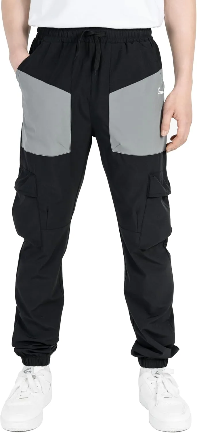 TLAENSON Boys Cargo Pants Joggers Kids Lightweight Quick Dry Hiking Pant Youth Running Athletic Jogging for Sports Outdoor