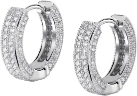 TOPGRILLZ Iced Out Hoop Earrings Cubic Zirconia Huggie Cartilage Cuff Hypoallergenic 14K Gold Plated Luxury Fashion Round Circle Earrings For Men Women