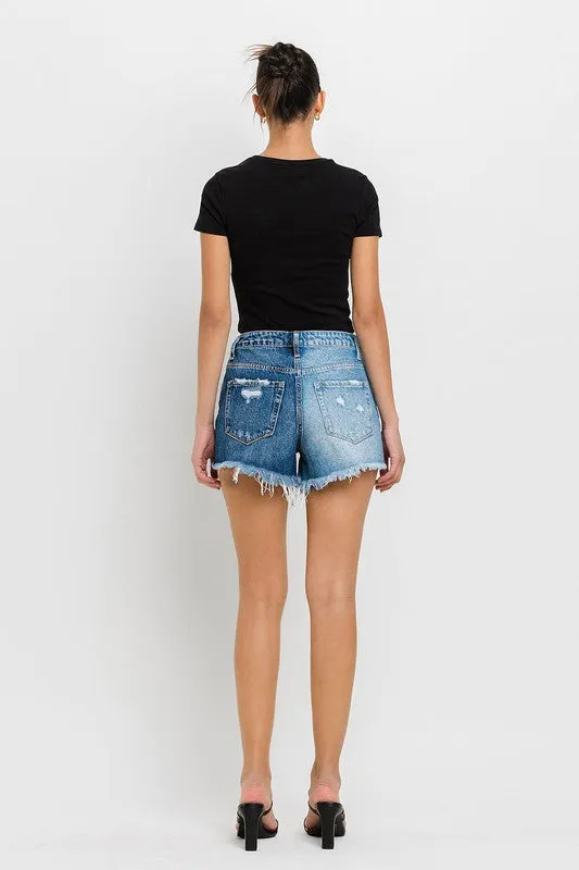 Vervet by Flying Monkey Super High Rise Two Tone Denim Shorts