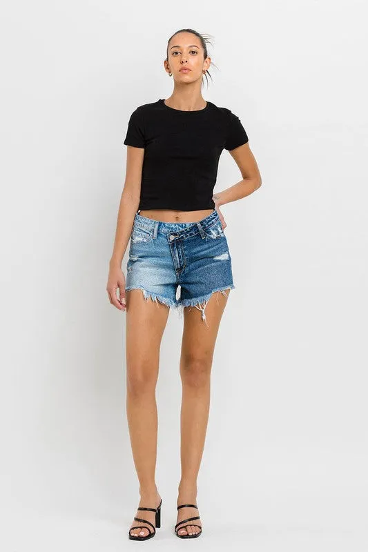 Vervet by Flying Monkey Super High Rise Two Tone Denim Shorts