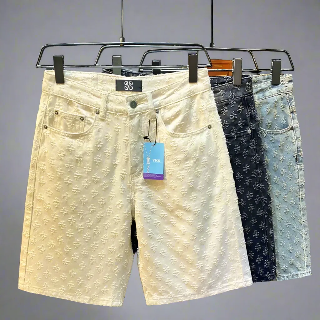 Washed Denim Cross Ripped Shorts