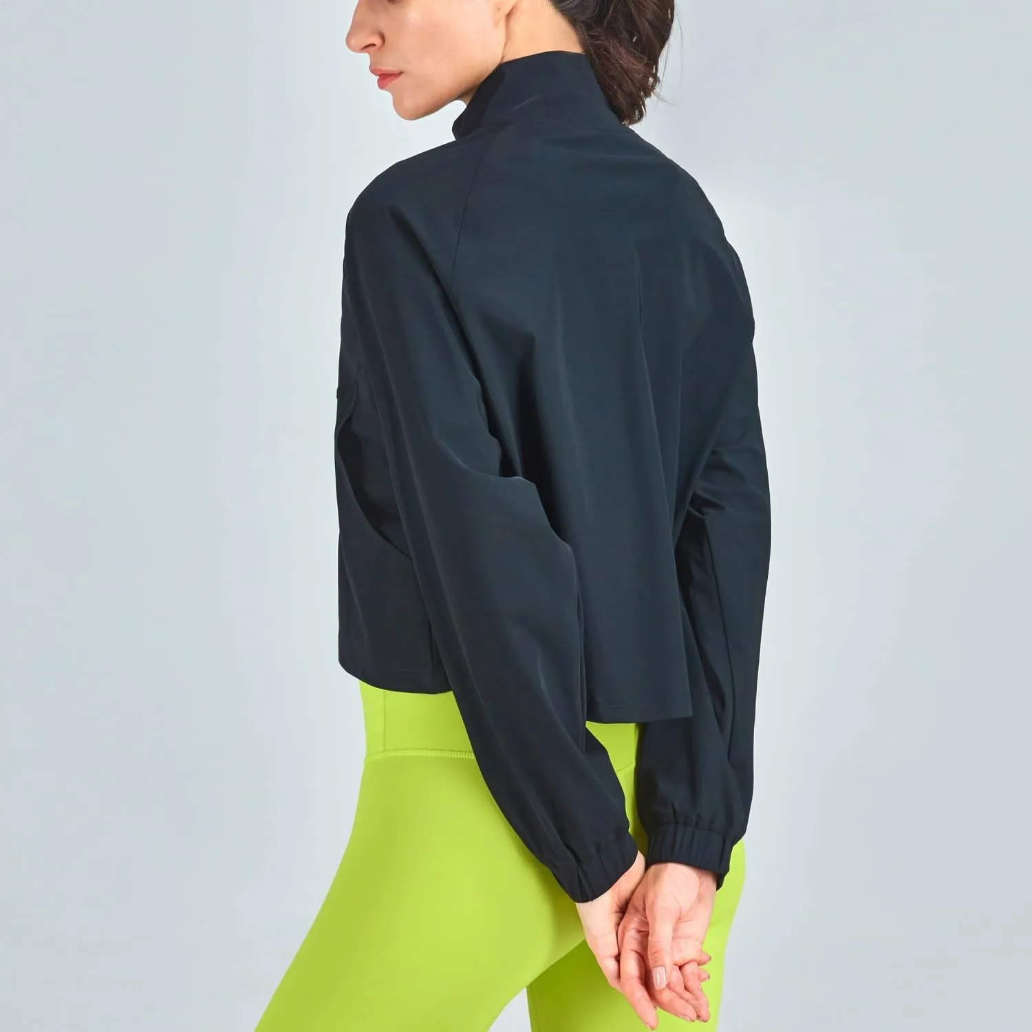 Women's Cropped Lightweight Running Track Jackets ZIP UP UPF 50  Long Sleeve Sun Protection Athletic Tops