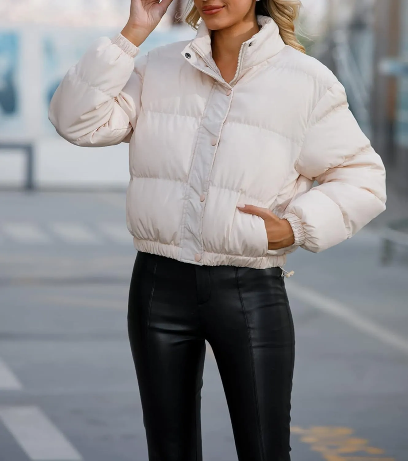 Women's Cropped Quilted Winter Puffer Jacket Outerwear Coats Quilted Jackets
