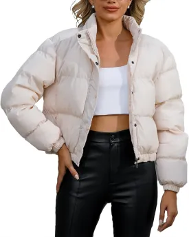 Women's Cropped Quilted Winter Puffer Jacket Outerwear Coats Quilted Jackets