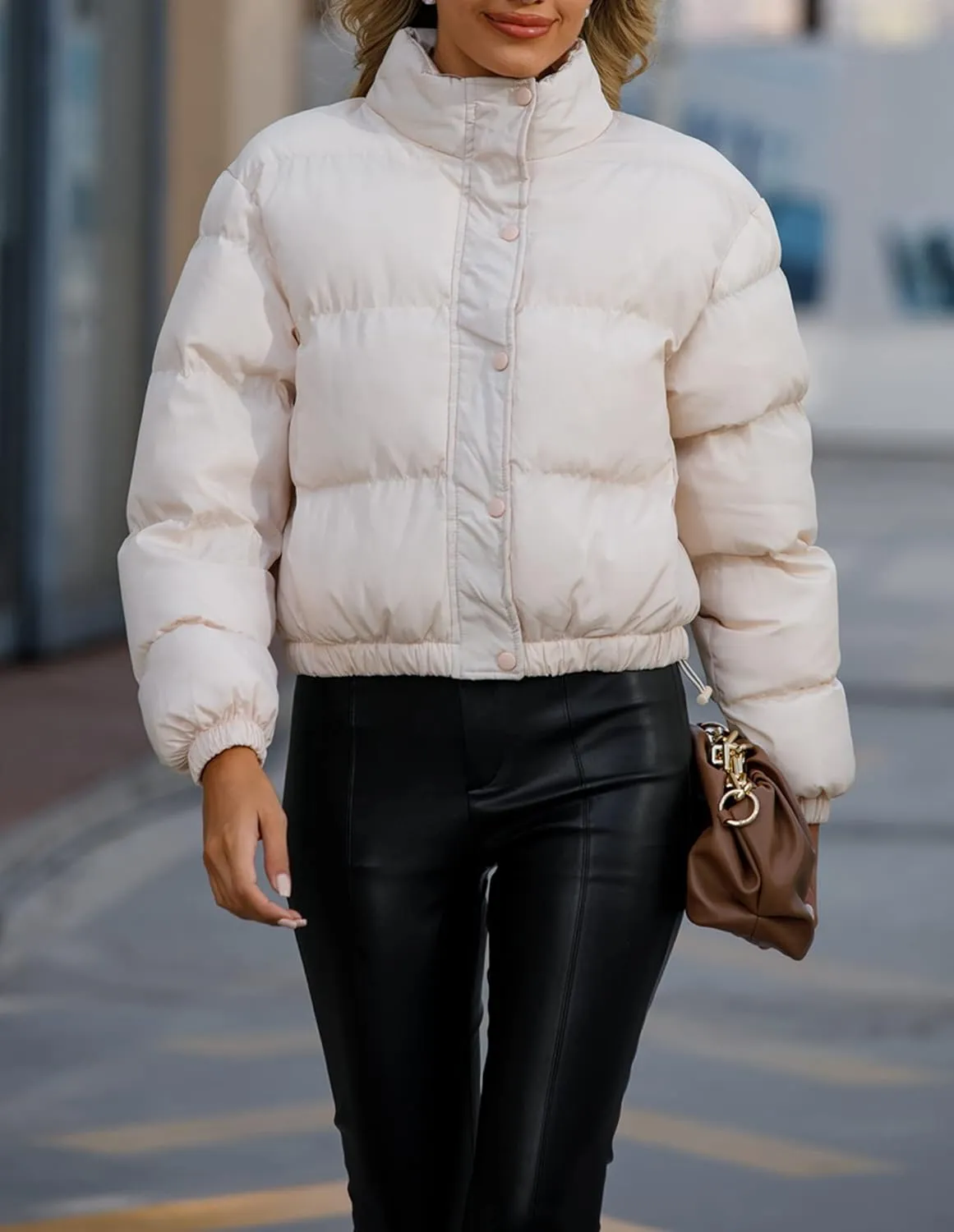Women's Cropped Quilted Winter Puffer Jacket Outerwear Coats Quilted Jackets