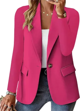 Women's Long Sleeve Casual Blazers Lapel Open Front Jackets Work Office Blazer Summer Lightweight Outwear with Pockets