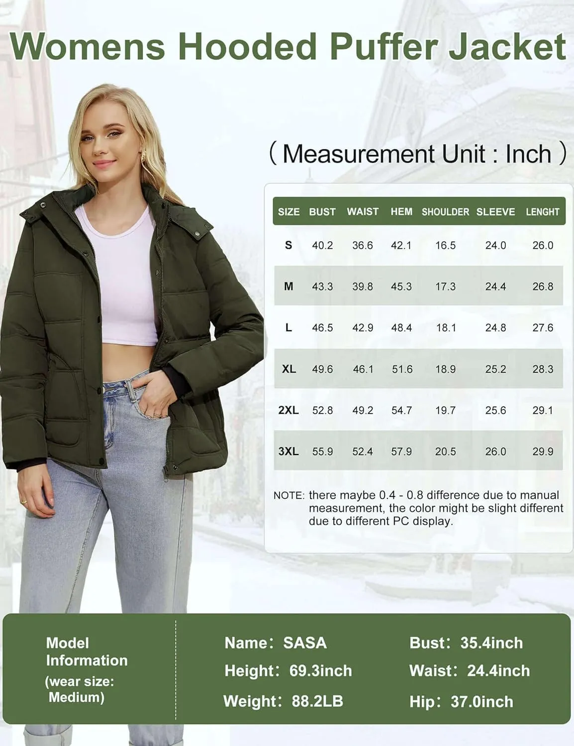 WULFUL Women's Winter Coats Lightweight Warm Thicken Puffer Jacket Waterproof Quilted Winter Jacket with Removable Hood