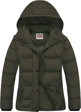 WULFUL Women's Winter Coats Lightweight Warm Thicken Puffer Jacket Waterproof Quilted Winter Jacket with Removable Hood