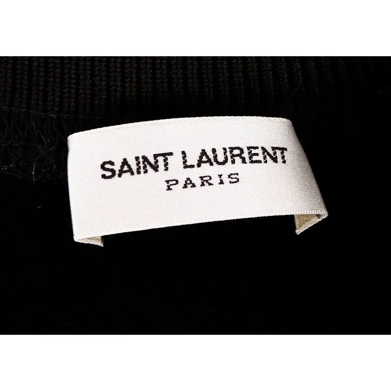 XS NEW $850 SAINT LAURENT Men's Black Shiny LACQUERED Coated Cotton SWEATSHIRT
