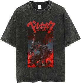 Y2K Tops Men's 90s Vintage Berserk Anime Graphic Shirts Summer Casual Tee Streetwear Harajuku Top Tshirt